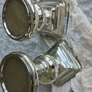 Set of 2 Mercury Glass candle holders. 7"/9" holds a 4" candle